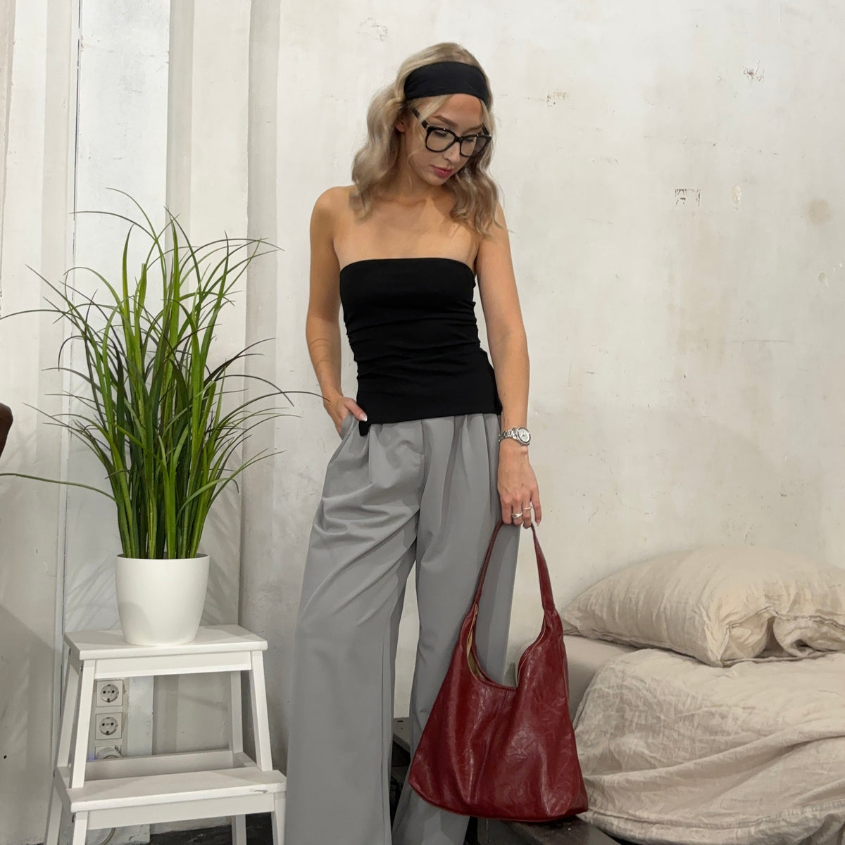 Ivy Crimson Luxe Leather Satchel