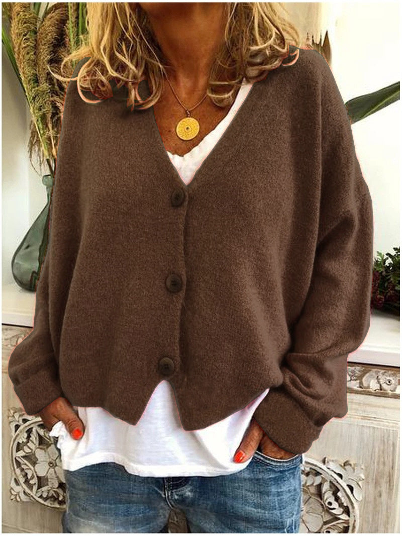 Women’s Loose-Fit V-Neck Cardigan | Button-Front Style