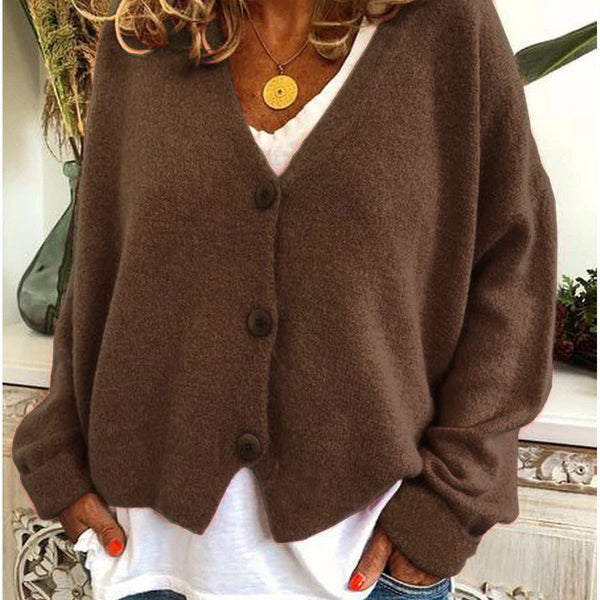 Women’s Loose-Fit V-Neck Cardigan | Button-Front Style