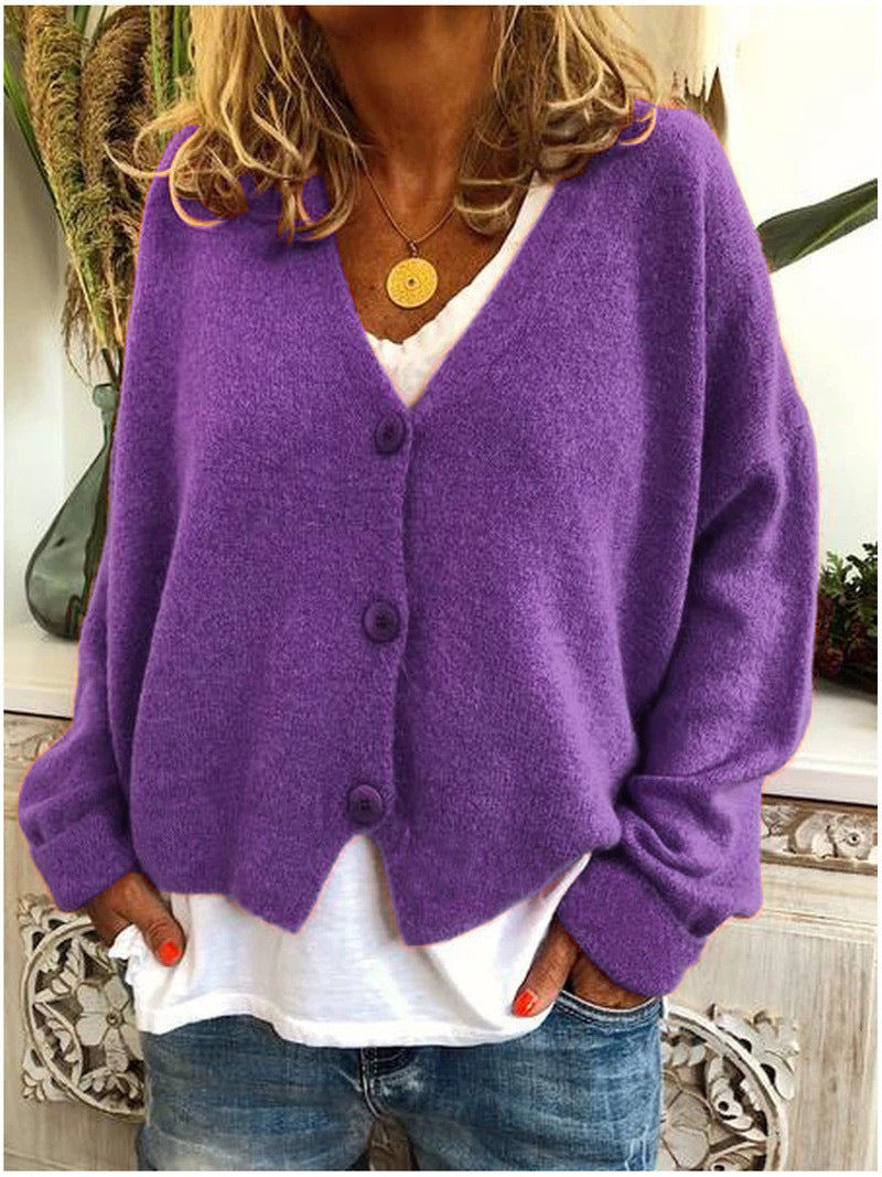 Women’s Loose-Fit V-Neck Cardigan | Button-Front Style