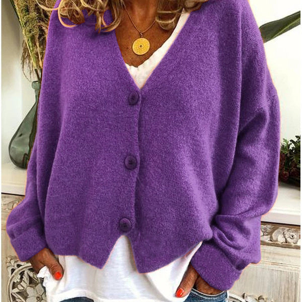 Women’s Loose-Fit V-Neck Cardigan | Button-Front Style
