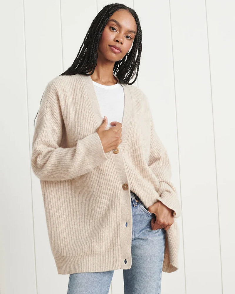 Women’s Oversized Cardigan | Button-Front Long Sleeve Knit