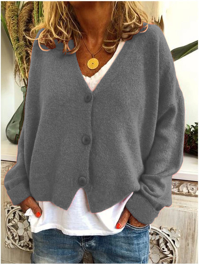 Women’s Loose-Fit V-Neck Cardigan | Button-Front Style