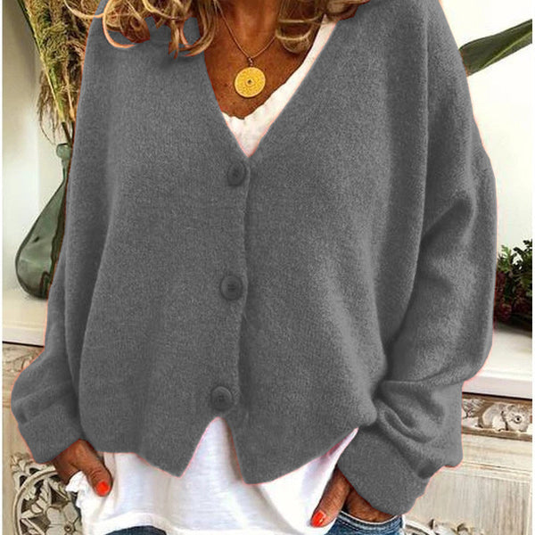 Women’s Loose-Fit V-Neck Cardigan | Button-Front Style