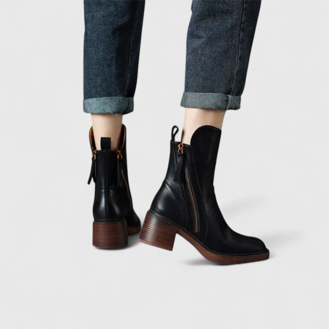 Women’s Block Heel Ankle Boots | Side Zip Chelsea Style