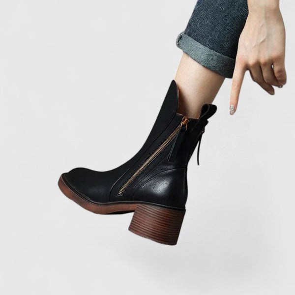 Women’s Block Heel Ankle Boots | Side Zip Chelsea Style