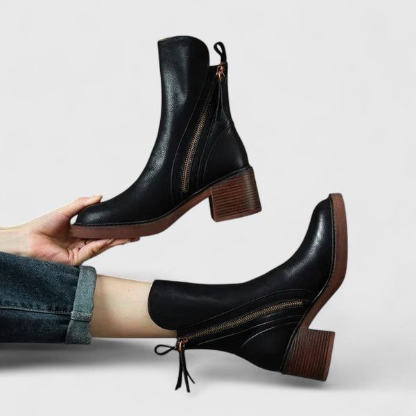 Women’s Block Heel Ankle Boots | Side Zip Chelsea Style
