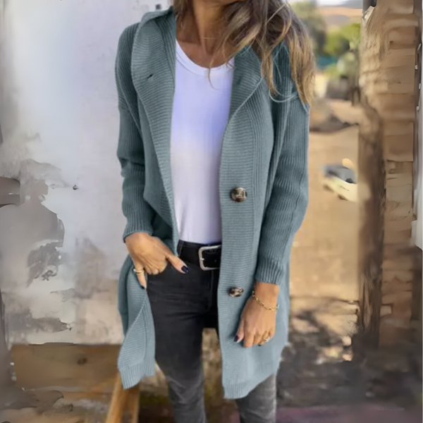 Women’s Long Knit Cardigan with Buttons | Open Front Sweater with Pockets
