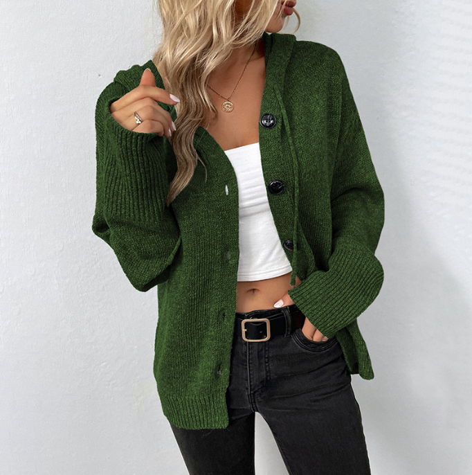 Women’s Relaxed Fit Hooded Cardigan | Button Front Style