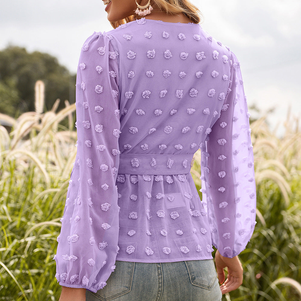 Women’s Wrap Blouse with Tie Waist | Long Sleeve