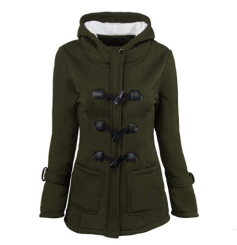 Women’s Hooded Toggle Coat – Warm Winter Jacket with Pockets