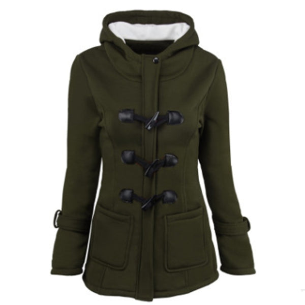 Women’s Hooded Toggle Coat – Warm Winter Jacket with Pockets