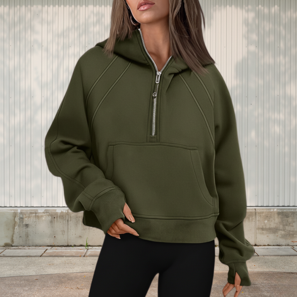 Women’s Casual Pullover Sweatshirt with Pocket | Oversized Half Zip Hoodie