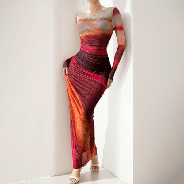 Women’s Bodycon Ombre Evening Gown Maxi Dress