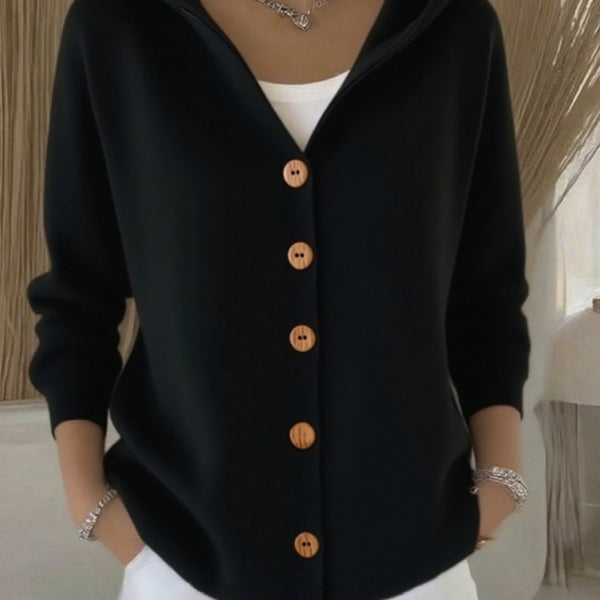 Women’s Hooded Button Cardigan | Casual Long Sleeve Knit Top