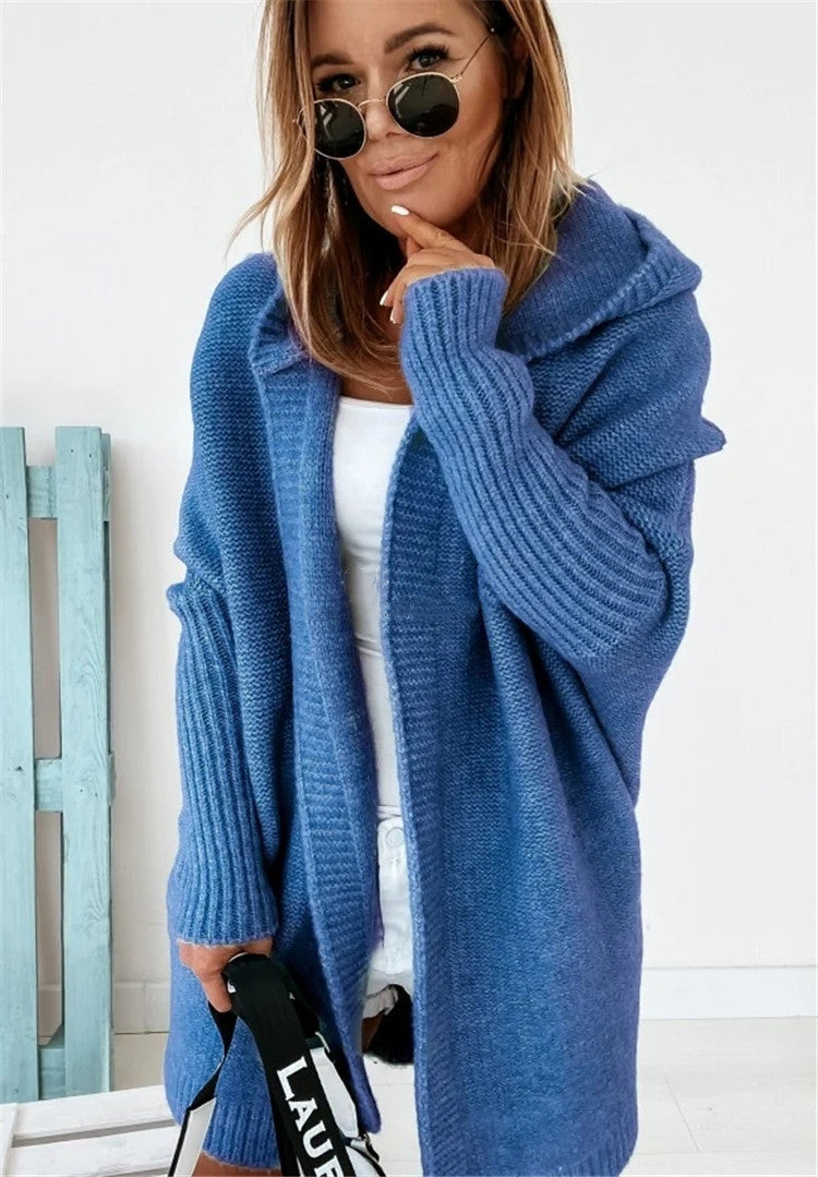 Women’s Long Hooded Cardigan | Open Front Knit Sweater