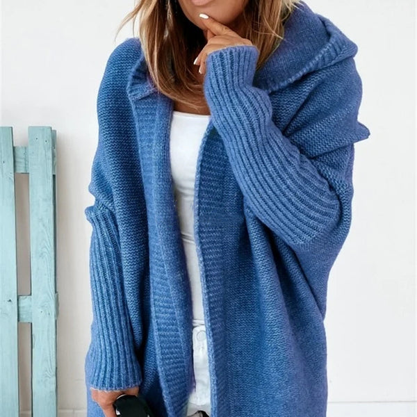 Women’s Long Hooded Cardigan | Open Front Knit Sweater