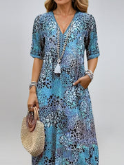 Jessica - Summer V-neck Dress With Pockets