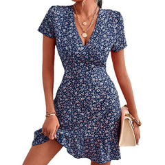 Darcie - Fashion V-Neck Loose Floral Print Dress