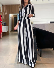 Maryam - Black & White Striped Two-piece Set