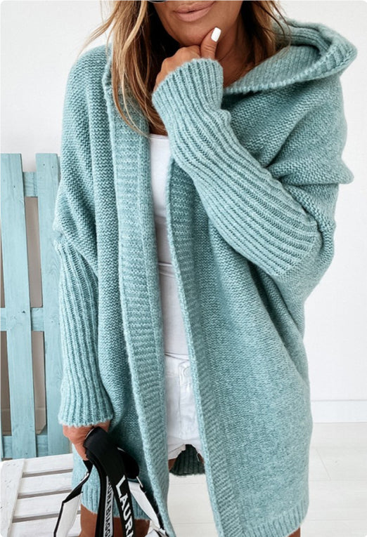 Women’s Long Hooded Cardigan | Open Front Knit Sweater
