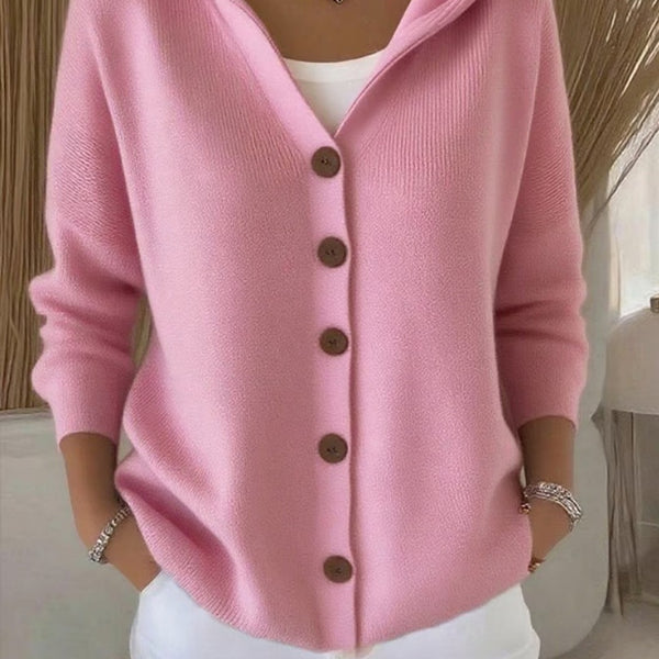 Women’s Hooded Button Cardigan | Casual Long Sleeve Knit Top