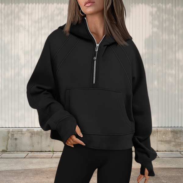 Women’s Casual Pullover Sweatshirt with Pocket | Oversized Half Zip Hoodie