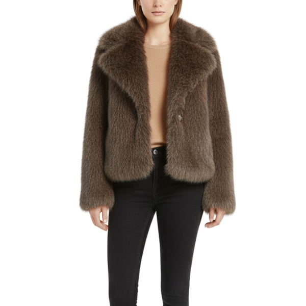 Women’s Faux Fur Style Jacket | Long Sleeve Winter Coat