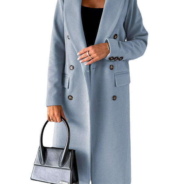Women’s Double-Breasted Long Coat | Tailored Winter Overcoat