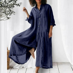Demeter - Loose Standing Collar Long Jumpsuit