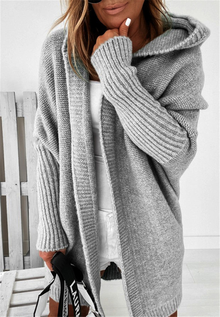 Women’s Long Hooded Cardigan | Open Front Knit Sweater
