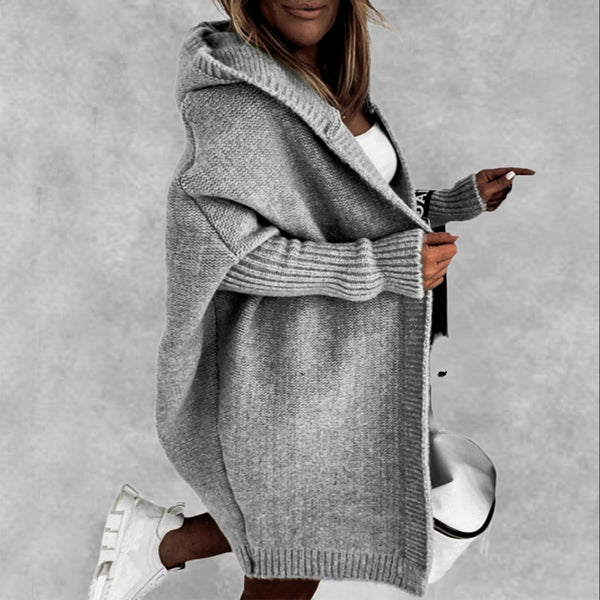 Women’s Long Hooded Cardigan | Open Front Knit Sweater