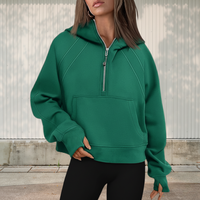 Women’s Casual Pullover Sweatshirt with Pocket | Oversized Half Zip Hoodie