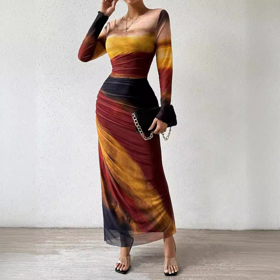 Women’s Bodycon Ombre Evening Gown Maxi Dress