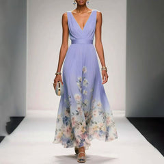 Lara - Sexy Vest Chiffon Printed Dress