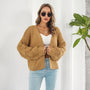 Women’s Cropped Button Front Cardigan – V Neck Knit Sweater