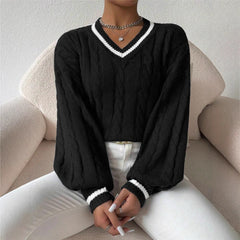 Nova - Elegant Loose V-Neck Fashion Sweater