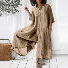 Demeter - Loose Standing Collar Long Jumpsuit