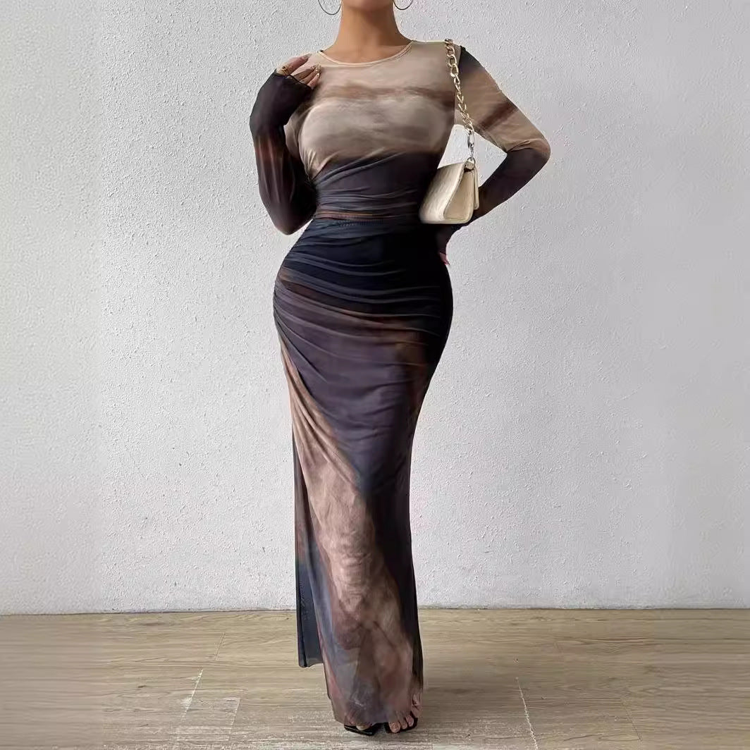 Women’s Bodycon Ombre Evening Gown Maxi Dress