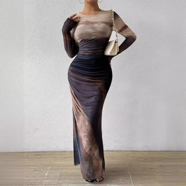 Women’s Bodycon Ombre Evening Gown Maxi Dress