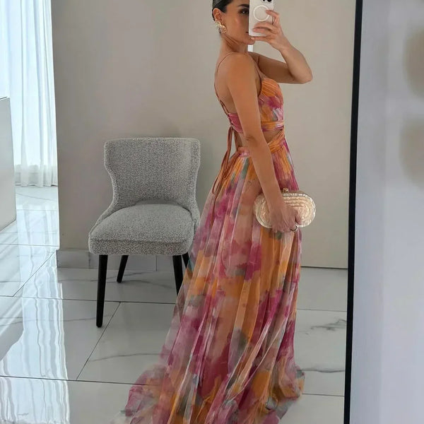 Women’s Strappy Floral Dress | Maxi Evening Outfit