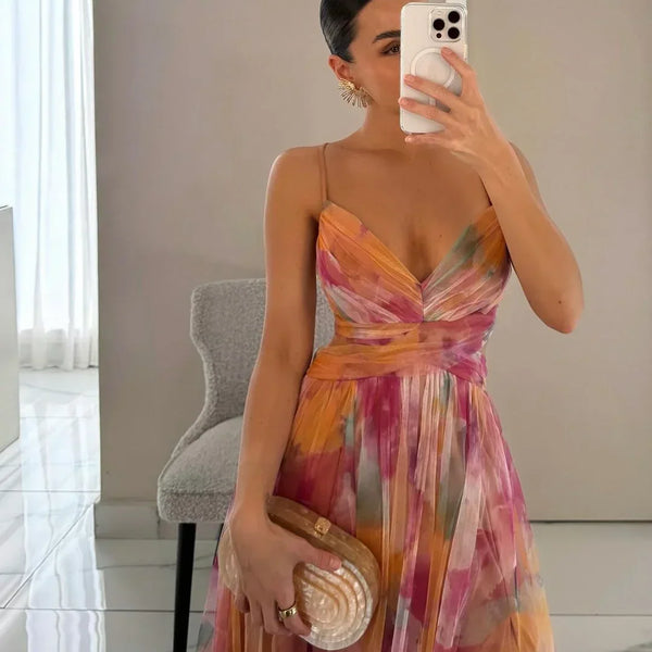 Women’s Strappy Floral Dress | Maxi Evening Outfit