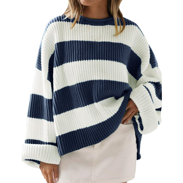 Women’s Oversized Striped Pullover Sweater | Casual Knit