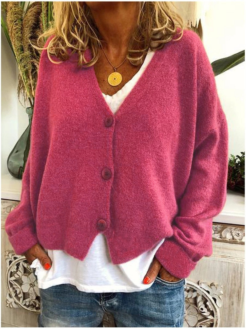 Women’s Loose-Fit V-Neck Cardigan | Button-Front Style