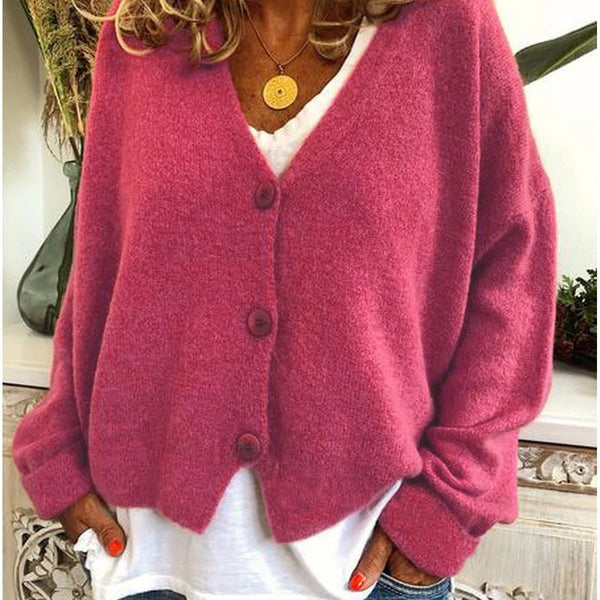 Women’s Loose-Fit V-Neck Cardigan | Button-Front Style