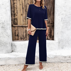 Harriet - Striped Knitted Suit Summer Casual Set