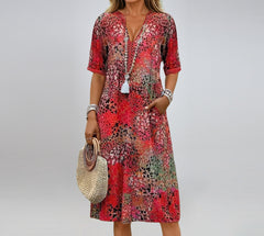 Jessica - Summer V-neck Dress With Pockets