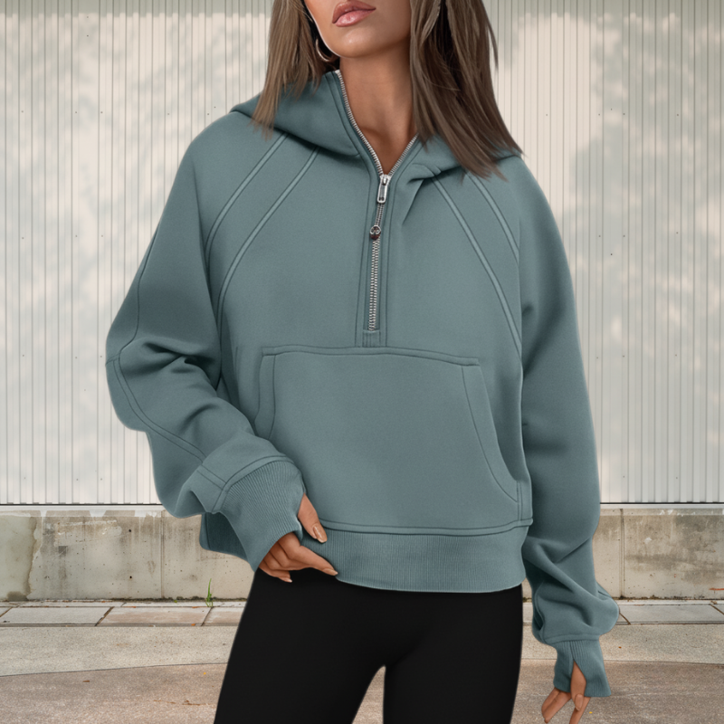 Women’s Casual Pullover Sweatshirt with Pocket | Oversized Half Zip Hoodie