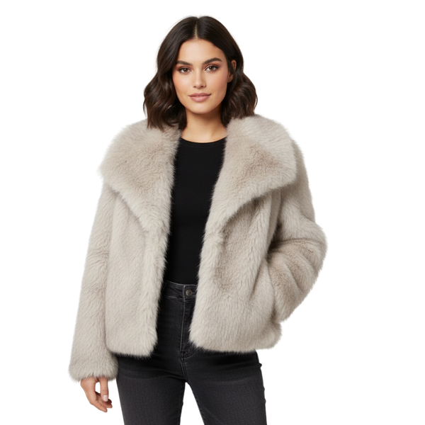Women’s Faux Fur Style Jacket | Long Sleeve Winter Coat