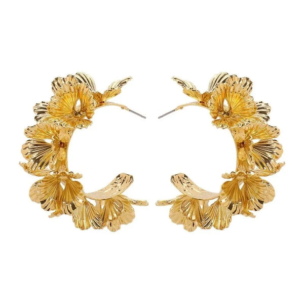 Hadley | C-Shaped Floral-Design Earrings